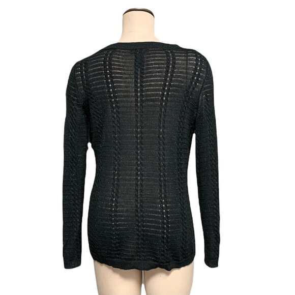 New York & Company M Tunic Sweater Black Silver Metallic Long Sleeve 208E - Picture 4 of 7